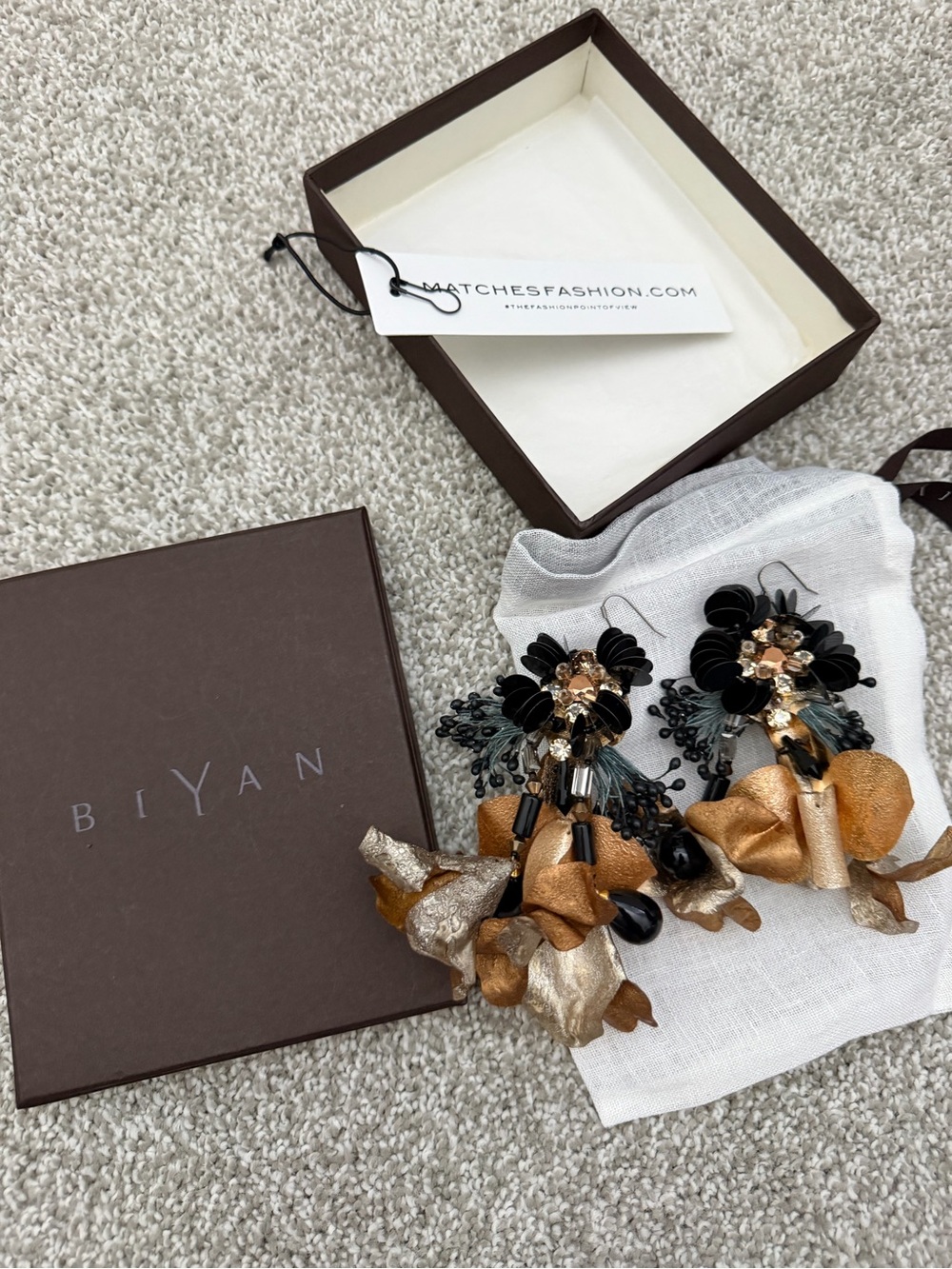 Biyan drop floral earrings